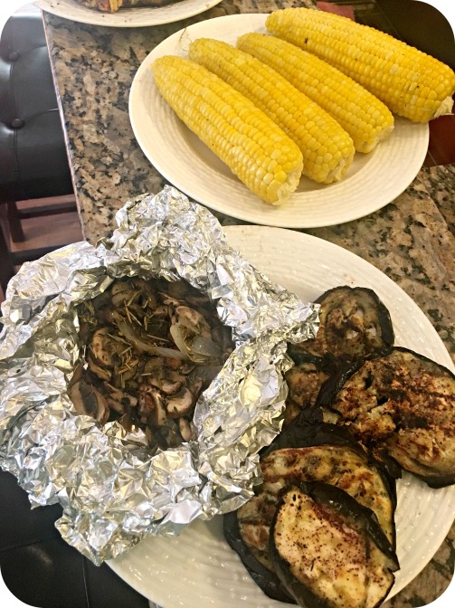 Grilling Corn, Eggplant and Mushrooms